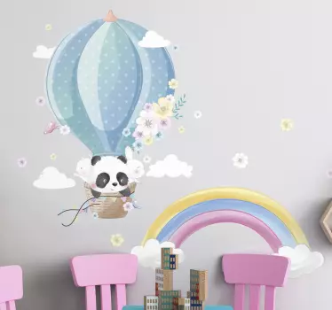 Panda im Heißluftballon Wandtattoo - TenStickers