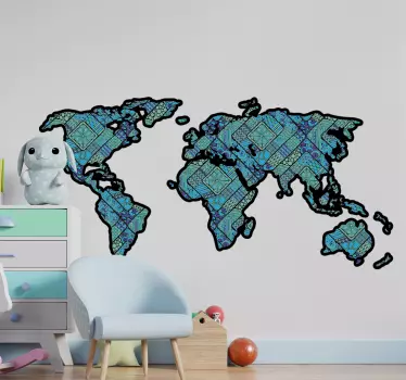 Ethnic world map wall sticker - TenStickers