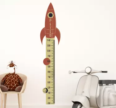 Customisable Rocket Height Chart space sticker - TenStickers