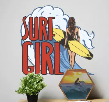 Vinilo decorativo frase surf girl de surfistas - TenVinilo