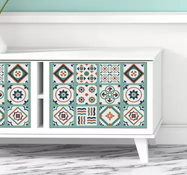 Autocolante para mobília padrão de azulejos - TenStickers