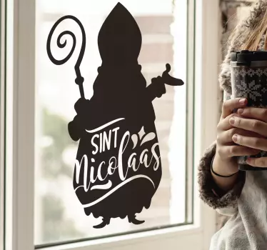 Sint nicolaas silhouet raam zelfklevende sticker - TenStickers