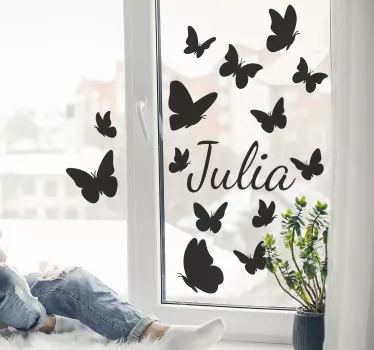 Zelfklevende sticker met vlinder voor op raam - TenStickers