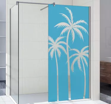 zelfklevende sticker met palm douchescherm - TenStickers