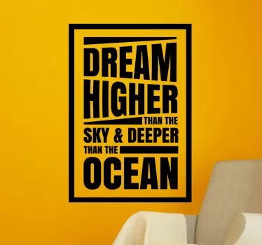 Drøm højere - himmel og hav motiverende dekal - TenStickers