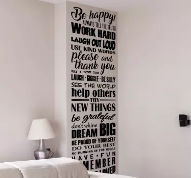 Life Rules home text wall sticker - TenStickers