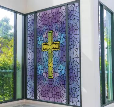Autocolante para janela vitral Cruz de Cristo - TenStickers