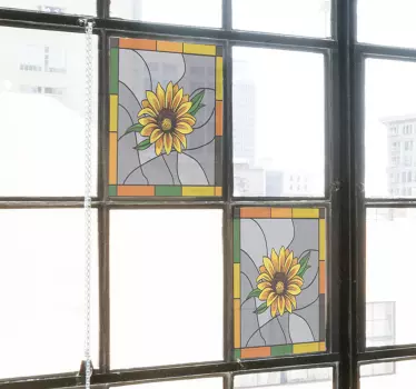 Vinilo ventana vitral de girasol - TenVinilo