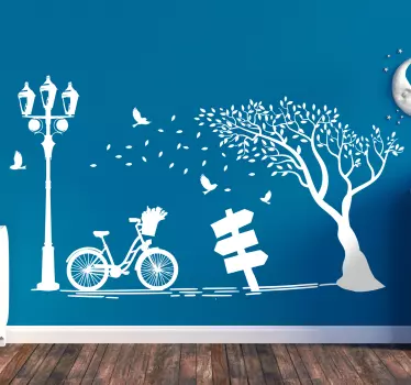 φθινόπωρο ποδήλατο vintage τοίχο decal - TenStickers