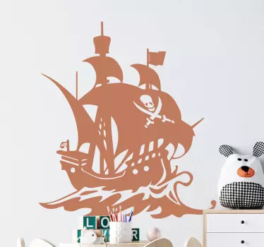 Vinilo para niños dibujo barco pirata - TenVinilo