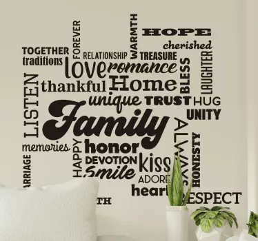 Family words home text wall sticker - TenStickers
