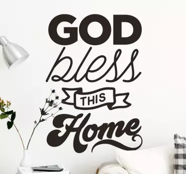 God bless this home text wall sticker - TenStickers