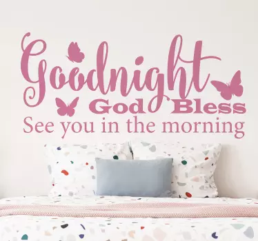 Goodnight and God Bless text wall sticker - TenStickers
