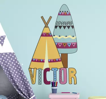 Teepee with your text Kids Bedroom Wall Sticker - TenStickers