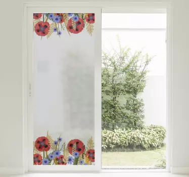 Polish poppy plants frame window sticker - TenStickers