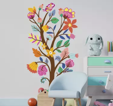 Spring flower and tree floral wall sticker - TenStickers