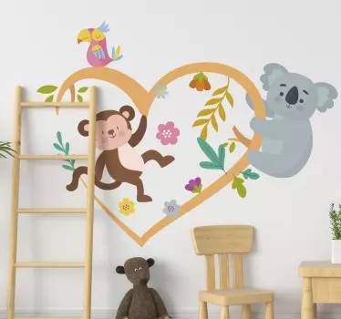 spring koala and monkey tree branch wall decor - TenStickers