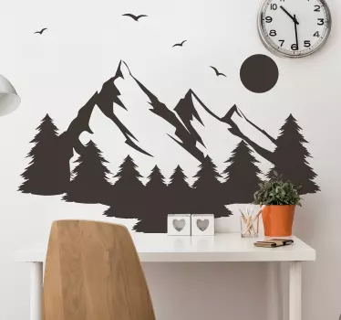 Alpine summer silhouette nature wall decal - TenStickers