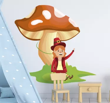 Elf and mushroom fantasy wall sticker - TenStickers