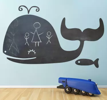 Whale Blackboard Wall Sticker - TenStickers