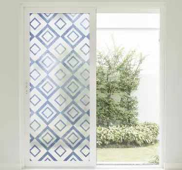 Geometrisches Blau-weißes Wandtattoo Fenster - TenStickers