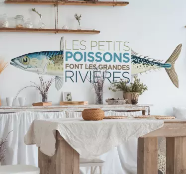 Sticker Mural Proverbe Les petits poissons - TenStickers