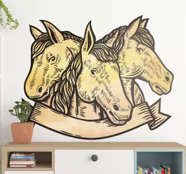 Sticker mural Trois têtes de chevaux - TenStickers