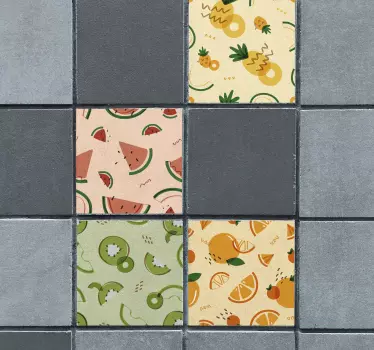 Meyve karoları mutfak duvar sticker kiremit - TenStickers