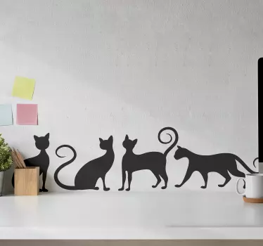 Silhouetten von katzen wandaufkleber - TenStickers