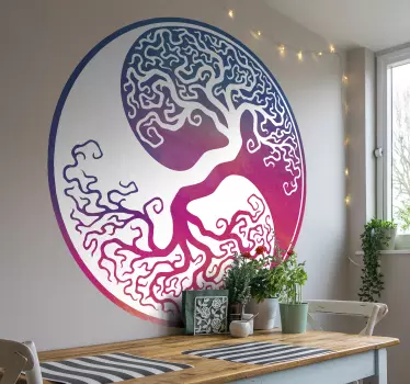 Vinilo pared yin yang árbol de la vida - TenVinilo