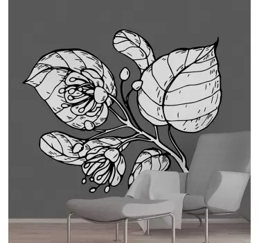 Linden Drawing plant wall sticker - TenStickers