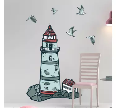 Nautical lighthouse nautical wall sticker - TenStickers