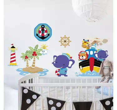 Sailboat, lighthouse and anchor wall sticker - TenStickers