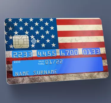 Amerikos vėliavos kortelės lipdukas - „Tenstickers“