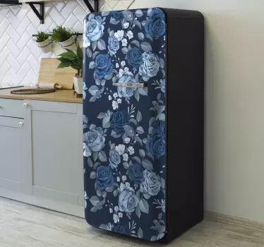 Blauwe rozen koelkast zelfklevende sticker - TenStickers