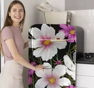 Colorful daisy flower fridge decal - TenStickers