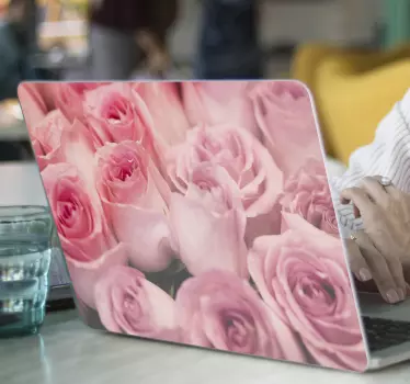 Naklejka na laptopa różowa z różami - TenStickers