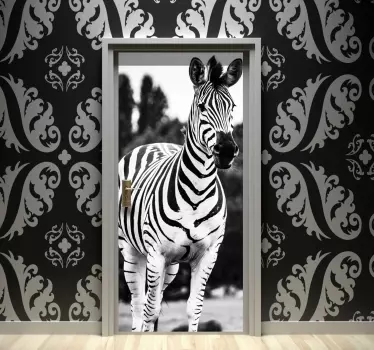Black and white zebra door decal - TenStickers