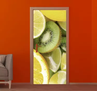 Kiwi, lemon and orange door sticker - TenStickers