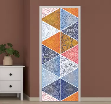 Modern geometric mandala door decal - TenStickers