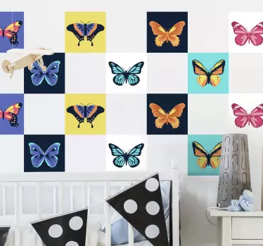 Butterfly set tile sticker - TenStickers