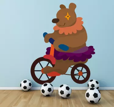 Vinilo infantil oso circo bicicleta - TenVinilo