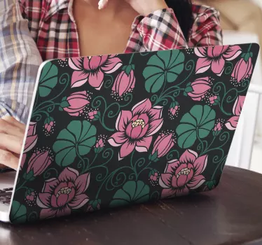 vintage floral pattern laptop decal - TenStickers