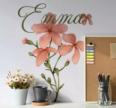 Beautiful flower with name Personalised decal - TenStickers