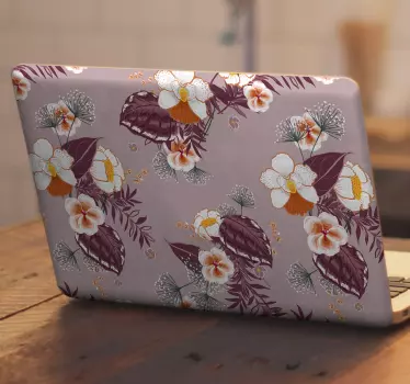 Sticker ordinateur portable grande fleur colorée - TenStickers