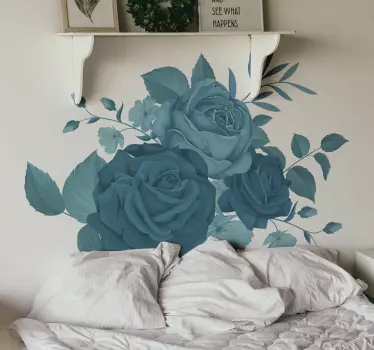 Vinilo pared de ramo de flores azules - TenVinilo