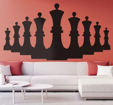 Vinilo pared juego de ajedrez figuras reina - TenVinilo
