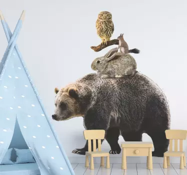 Realistic animals with bear wild animal sticker - TenStickers