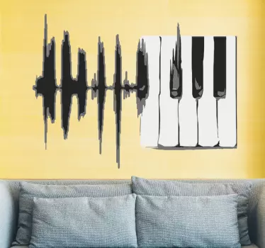 keys with line  musical wall sticker - TenStickers
