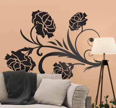 Carnation silhouette floral wall sticker - TenStickers